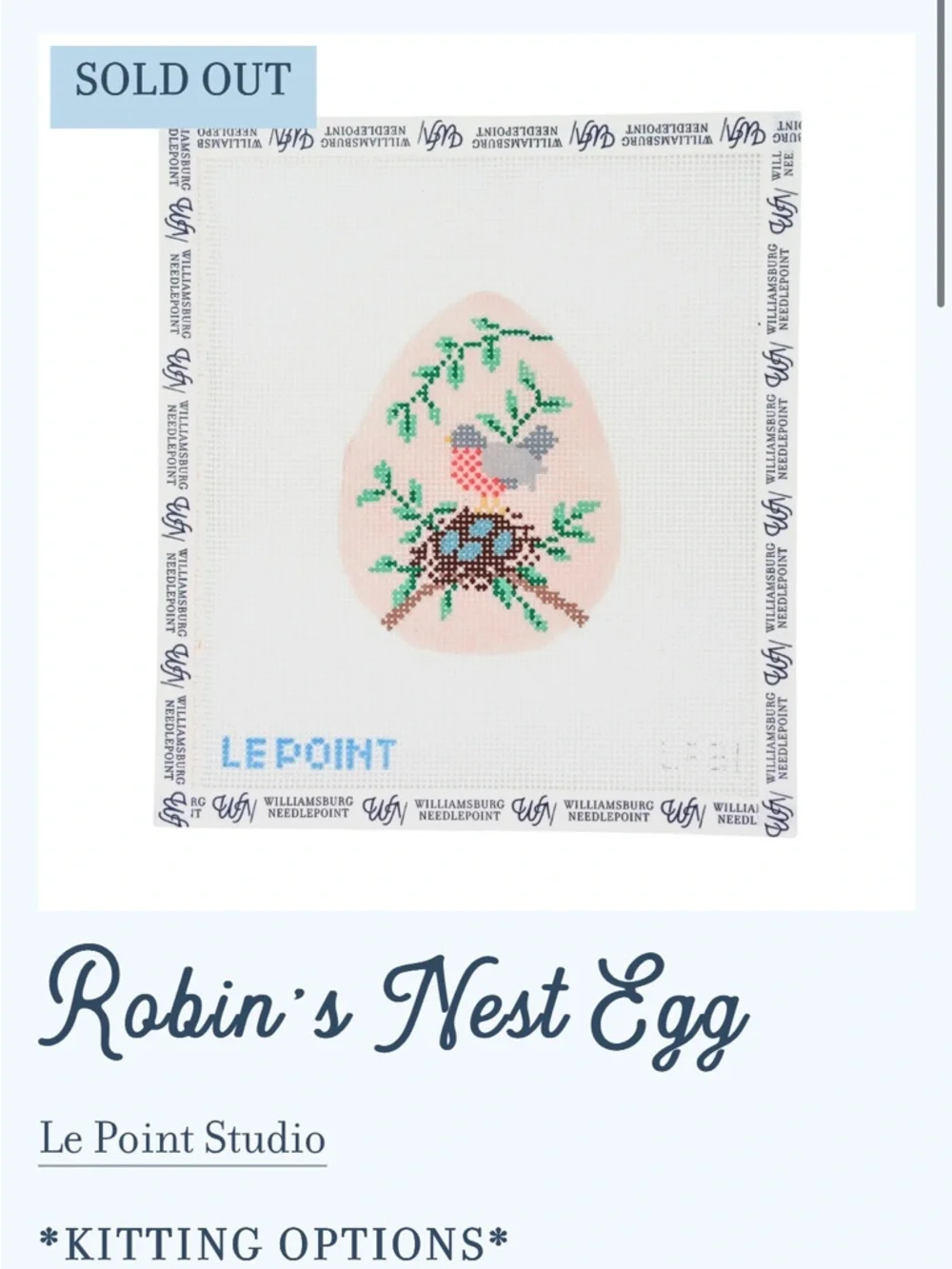 Le Point Robin’s Nest Egg Needlepoint Canvas - Picture 2 of 3